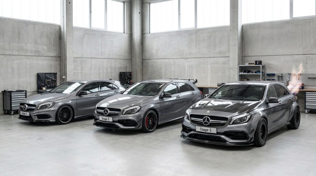 découvrez les différentes étapes de tuning pour la mercedes a45 amg, du stage 1 au stage 3, pour optimiser les performances et l'expérience de conduite.